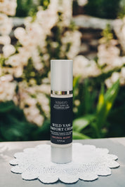 Best Wild Yam Cream displayed on a table in Barbara O’Neill’s organic product range