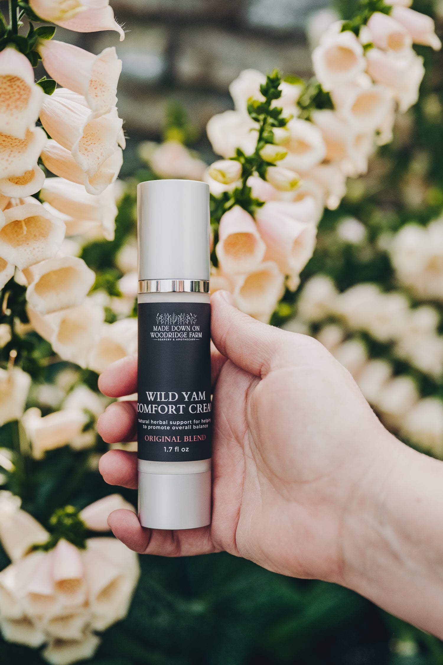 Organic Wild Yam Cream product held in hand from Barbara O’Neill