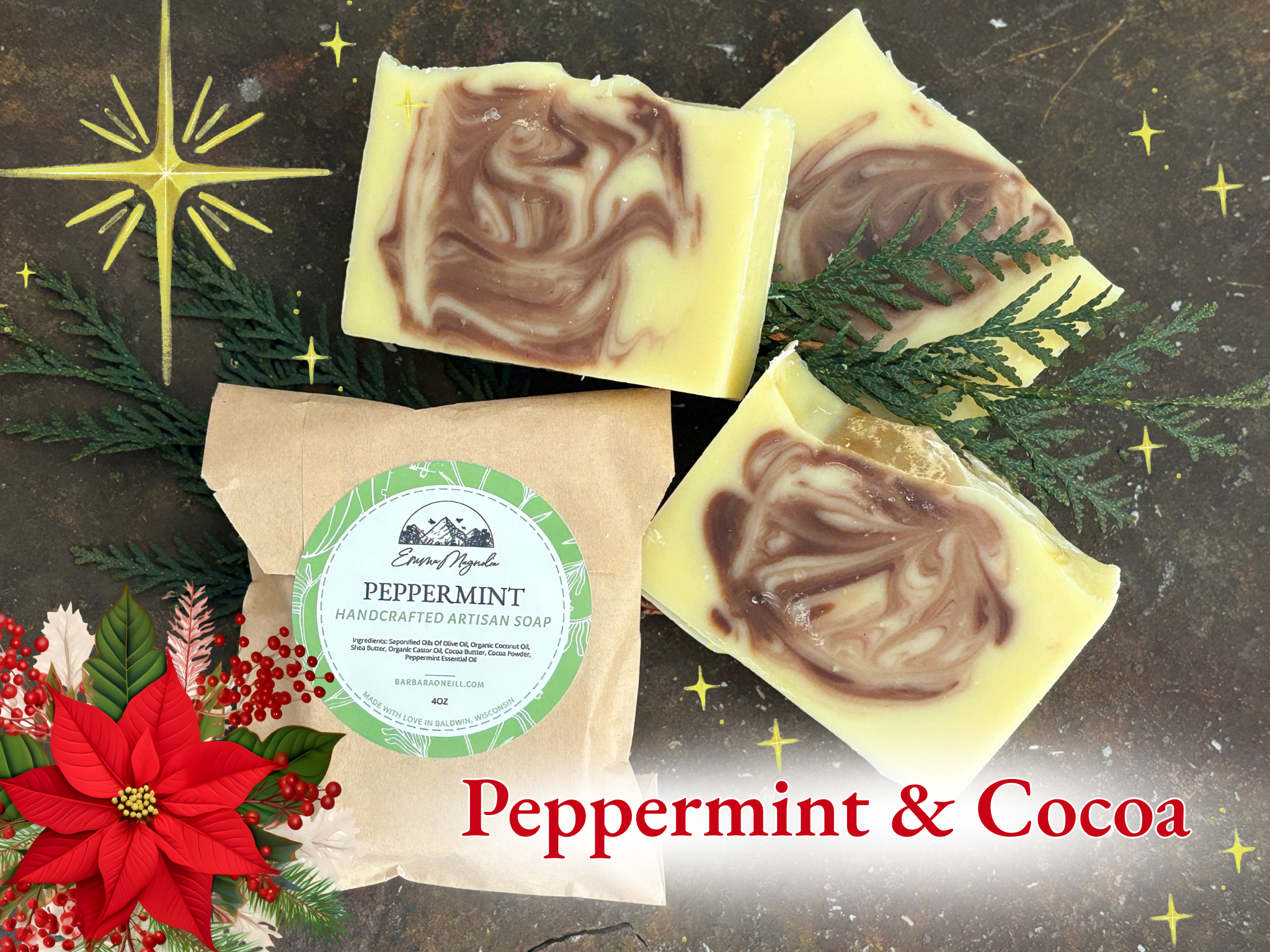 🎄Seasonal! Peppermint & Cocoa Artisan Soap 🎄